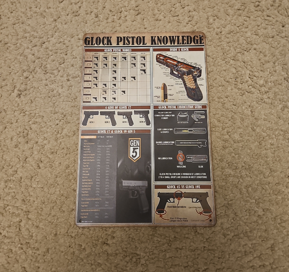 Glock Pistol Knowledge Metal Sign | Wall Art